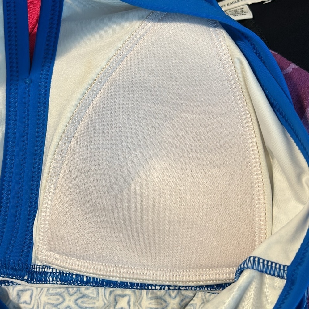 Lands' End Blue Geometric Halter Swim Top Tankini 6P - Picture 5 of 6